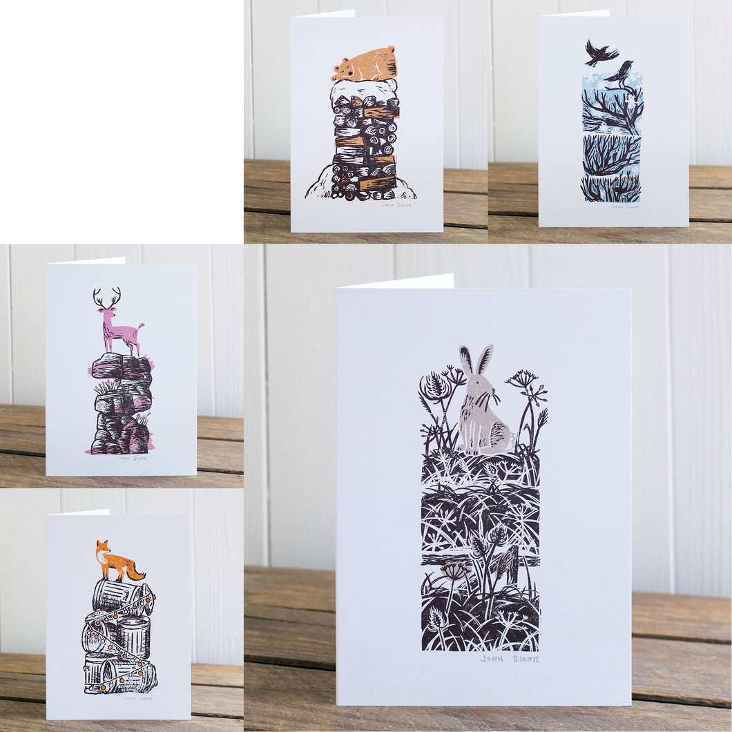 Winter Drifts cards set of all five designs, Christmas cards, blank inside