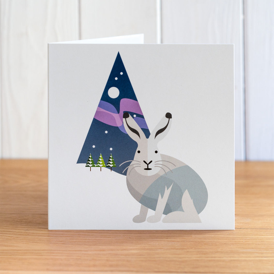 Arctic Hare Christmas card, Winter card, blank inside