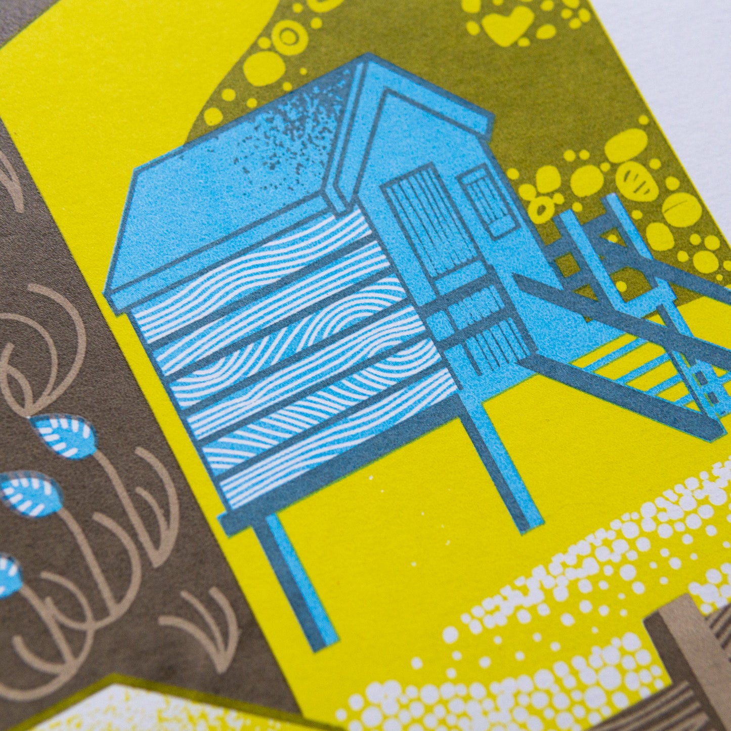 "Beach Huts" limited edition hand pulled unframed screenprint