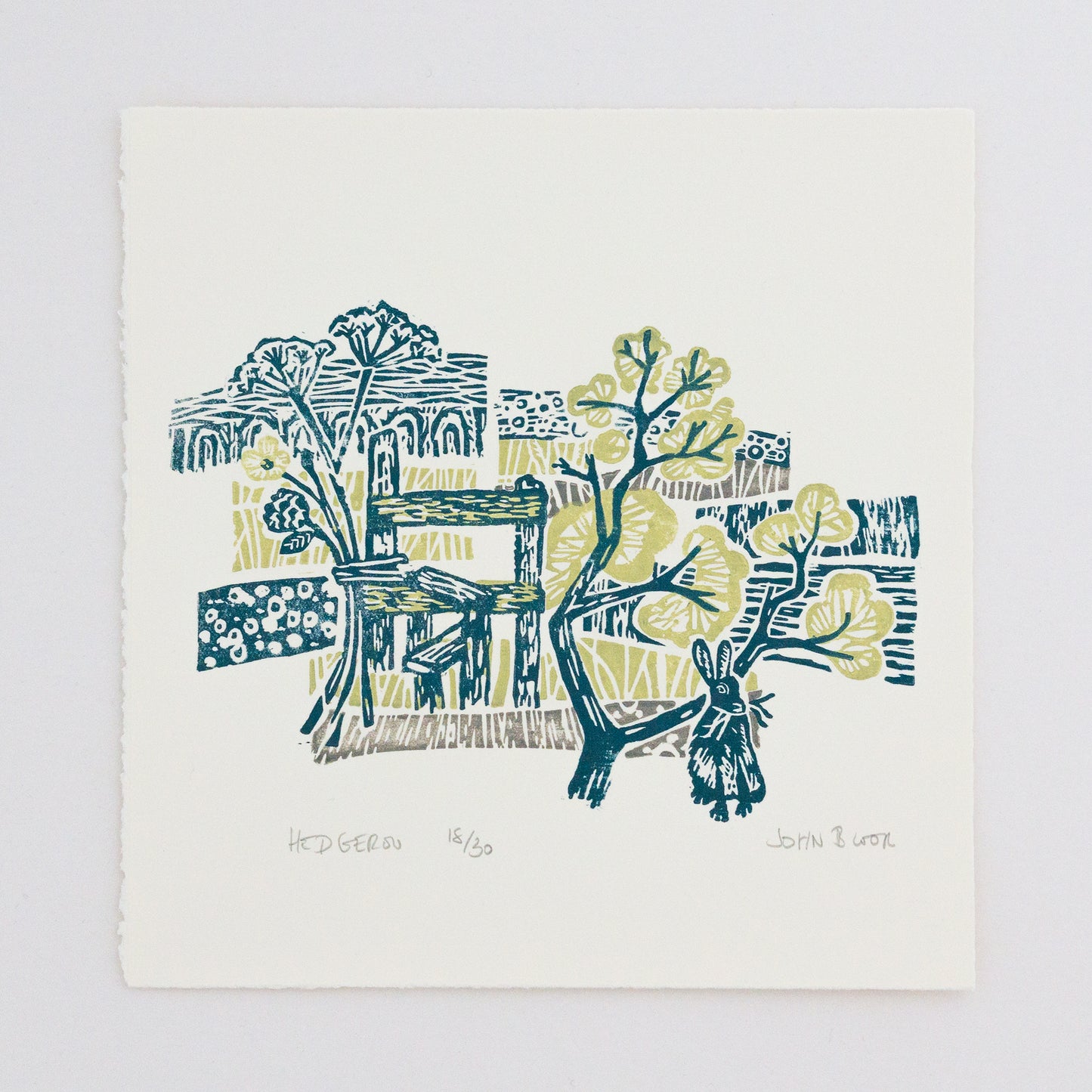 Flow and Furrow "Hedgerow" unframed woodcut print