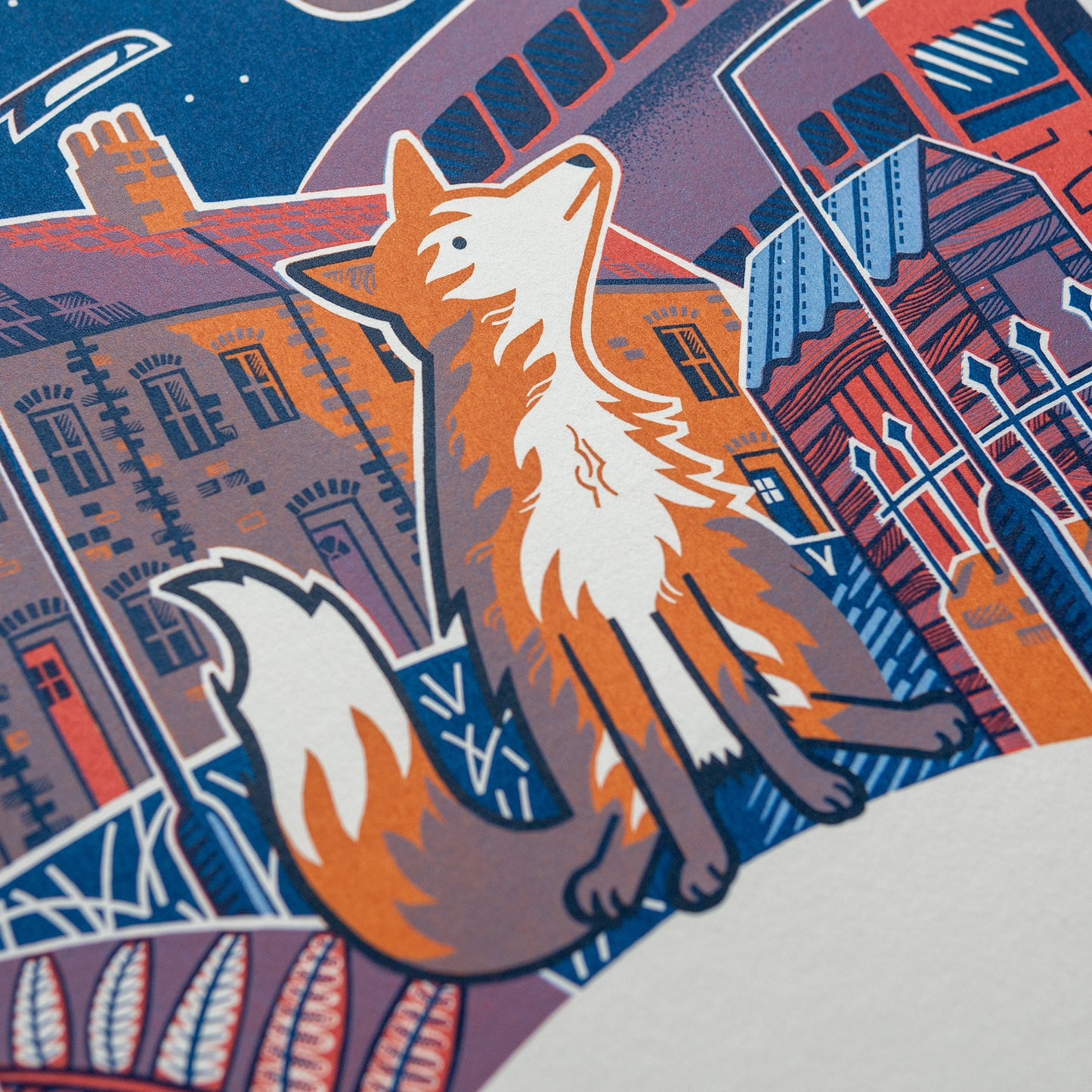 "Majestic Fox at Twilight" hand pulled unframed screenprint