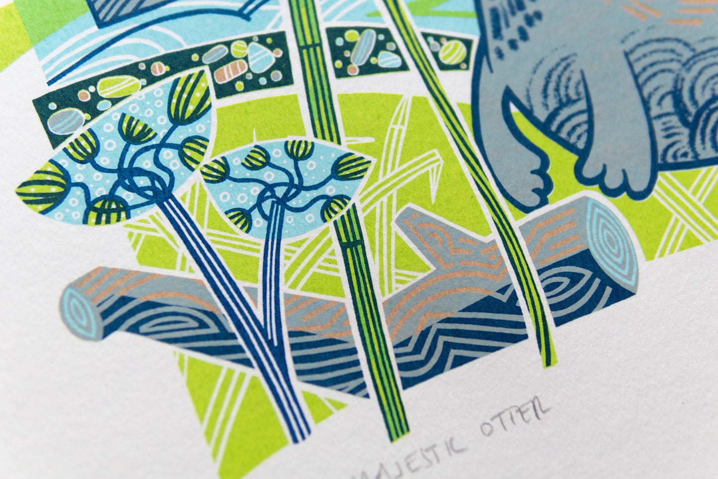 Handgezogener Siebdruck „Majestätischer Otter“. 