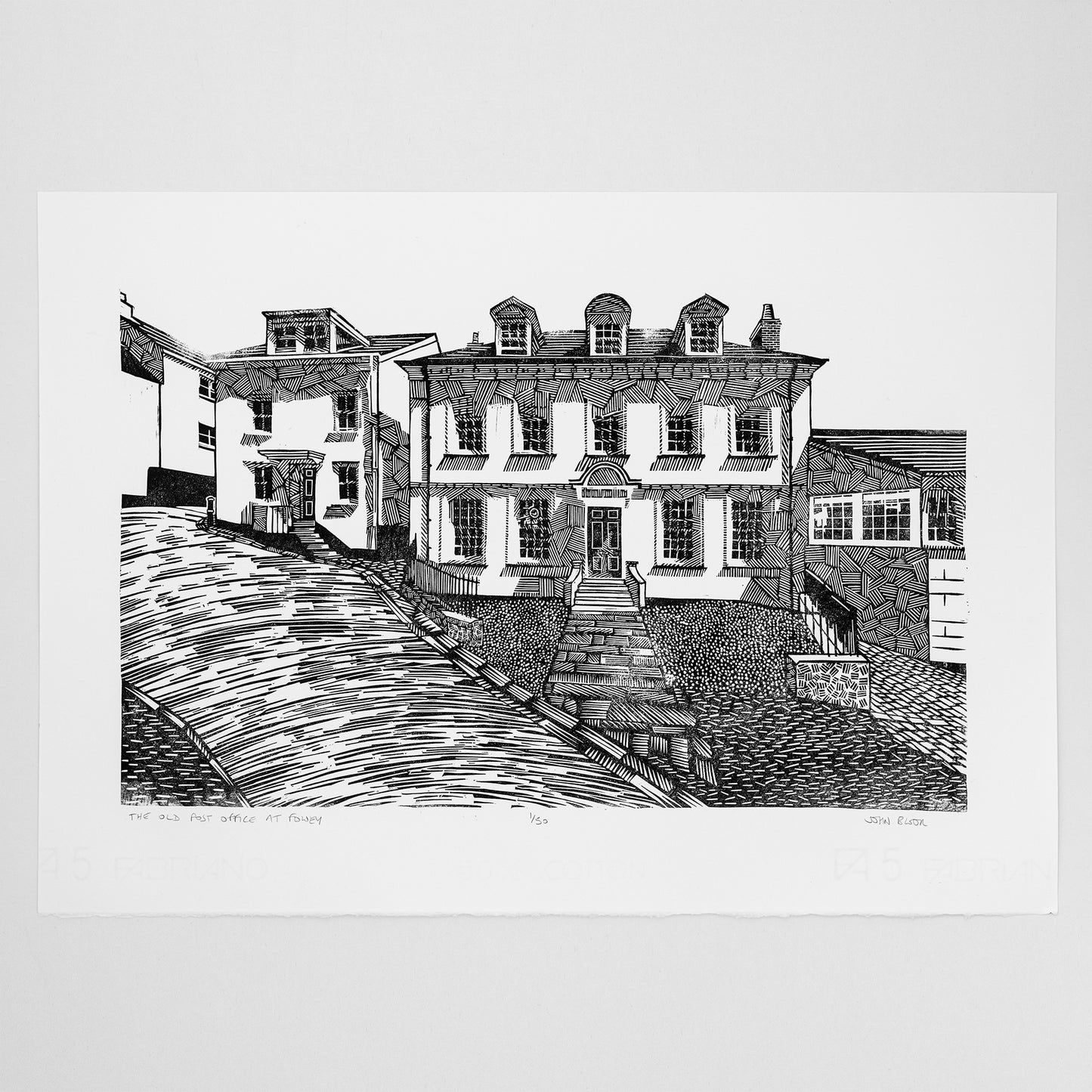 The Old Post Office at Fowey, limited edition unframed lino print