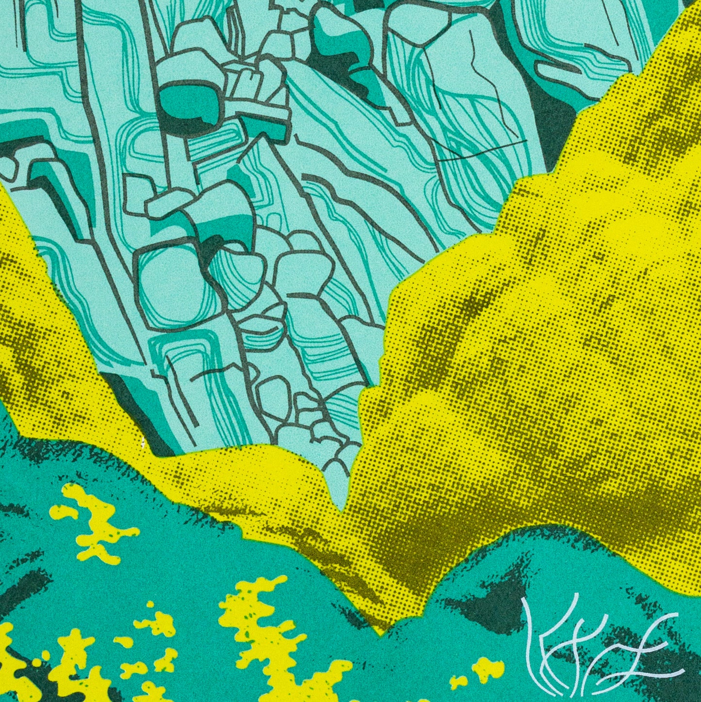 "Porthgwarra Rocks" limited edition hand pulled unframed screenprint