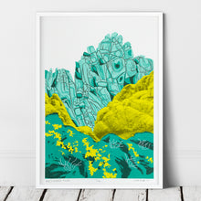 Load image into Gallery viewer, &quot;Porthgwarra Rocks&quot; limited edition hand pulled screen print
