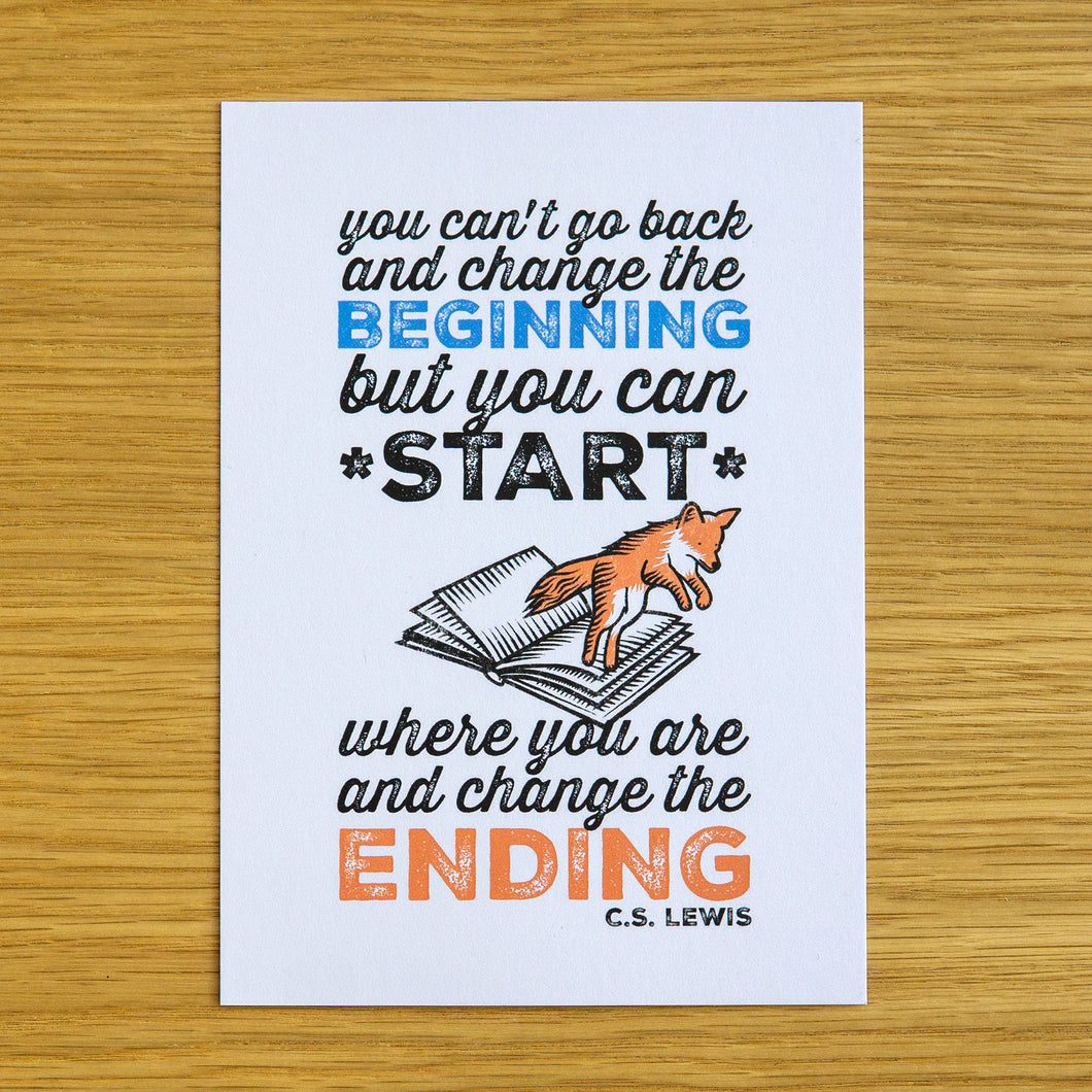 Postkarte mit Zitat „Change The Ending“ von CS Lewis 