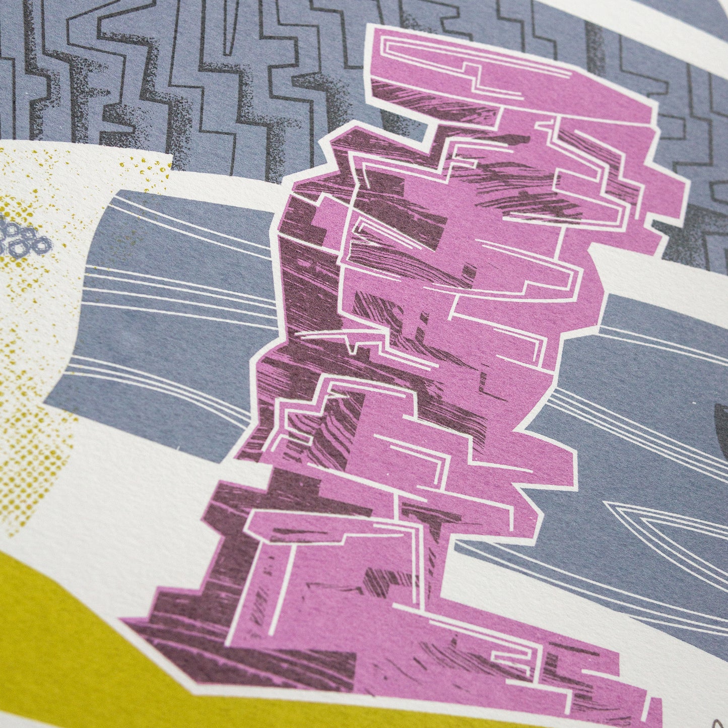 "Rock Stack" limited edition unframed screenprint, Tintagel, Cornwall