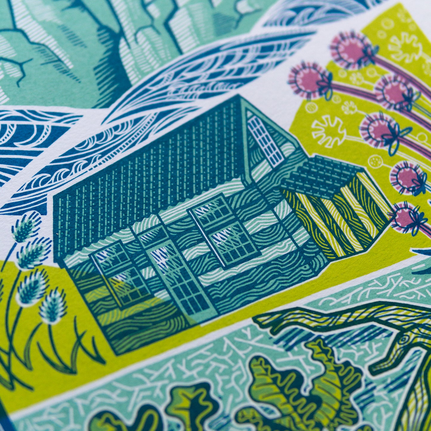 "Seaside Garden" unframed screenprint, limited edition