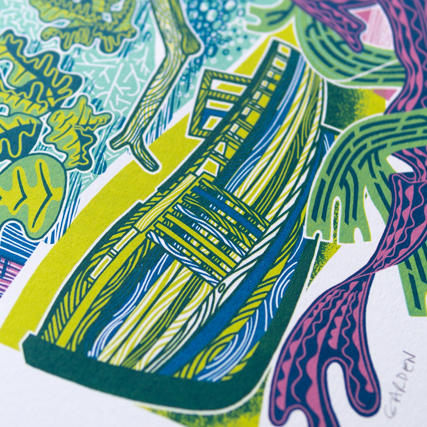 "Seaside Garden" unframed screenprint, limited edition