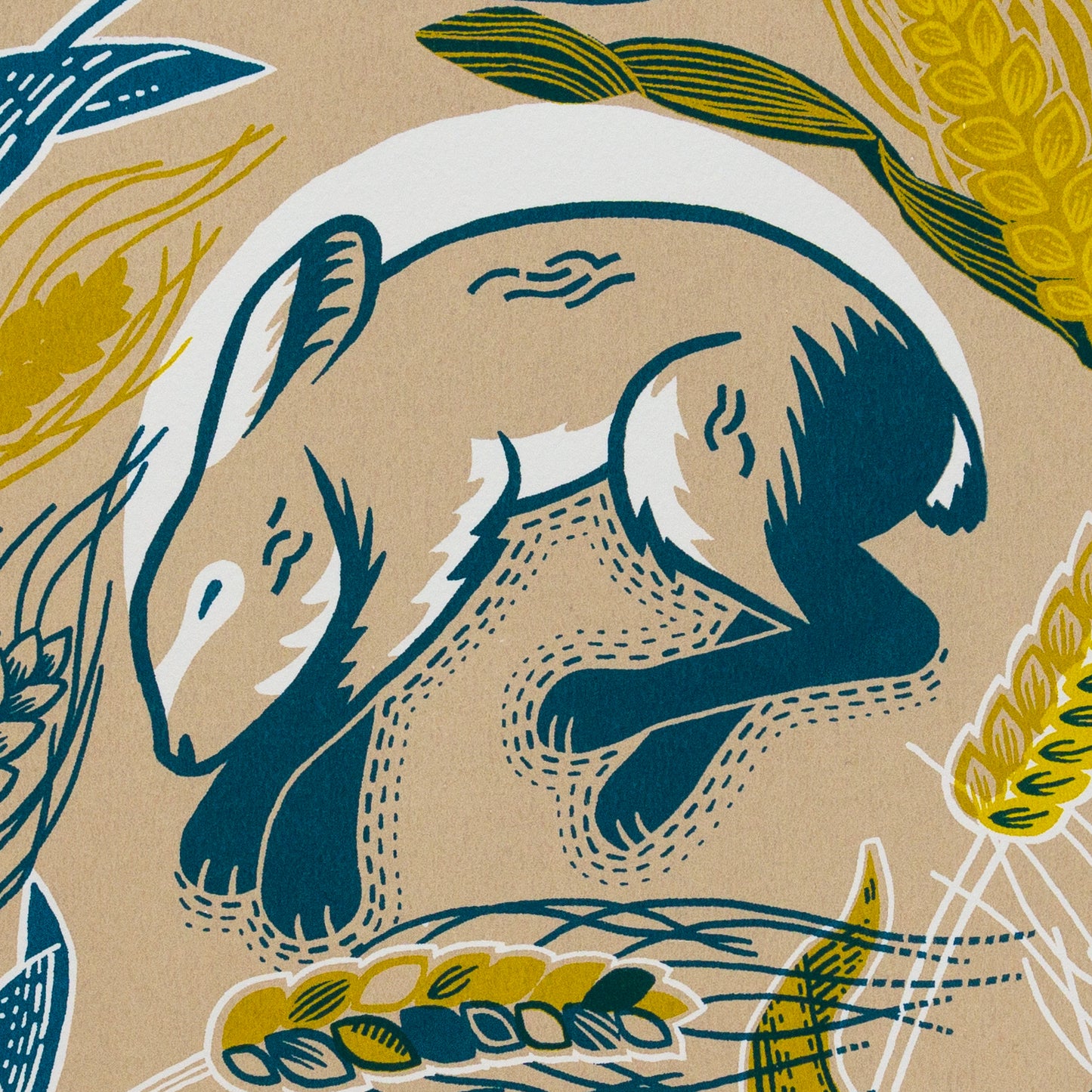 "Sleeping Hare" hand pulled unframed screenprint