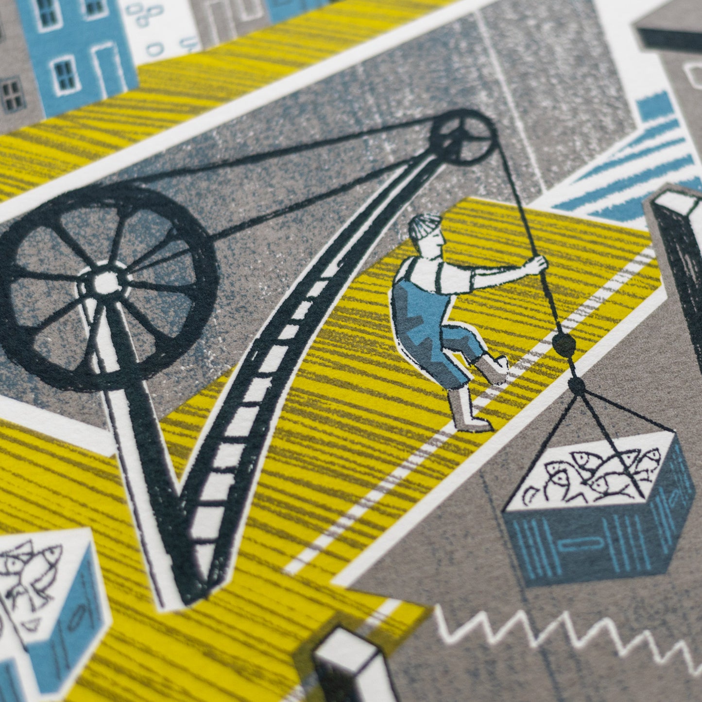 "The Harbour Crane" limited edition hand pulled unframed screenprint