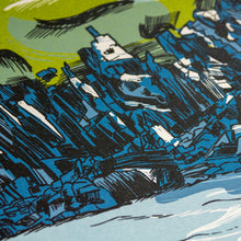 Load image into Gallery viewer, &quot;Whitesands Bay&quot; limited edition screen print, rocks, cliffs, coast
