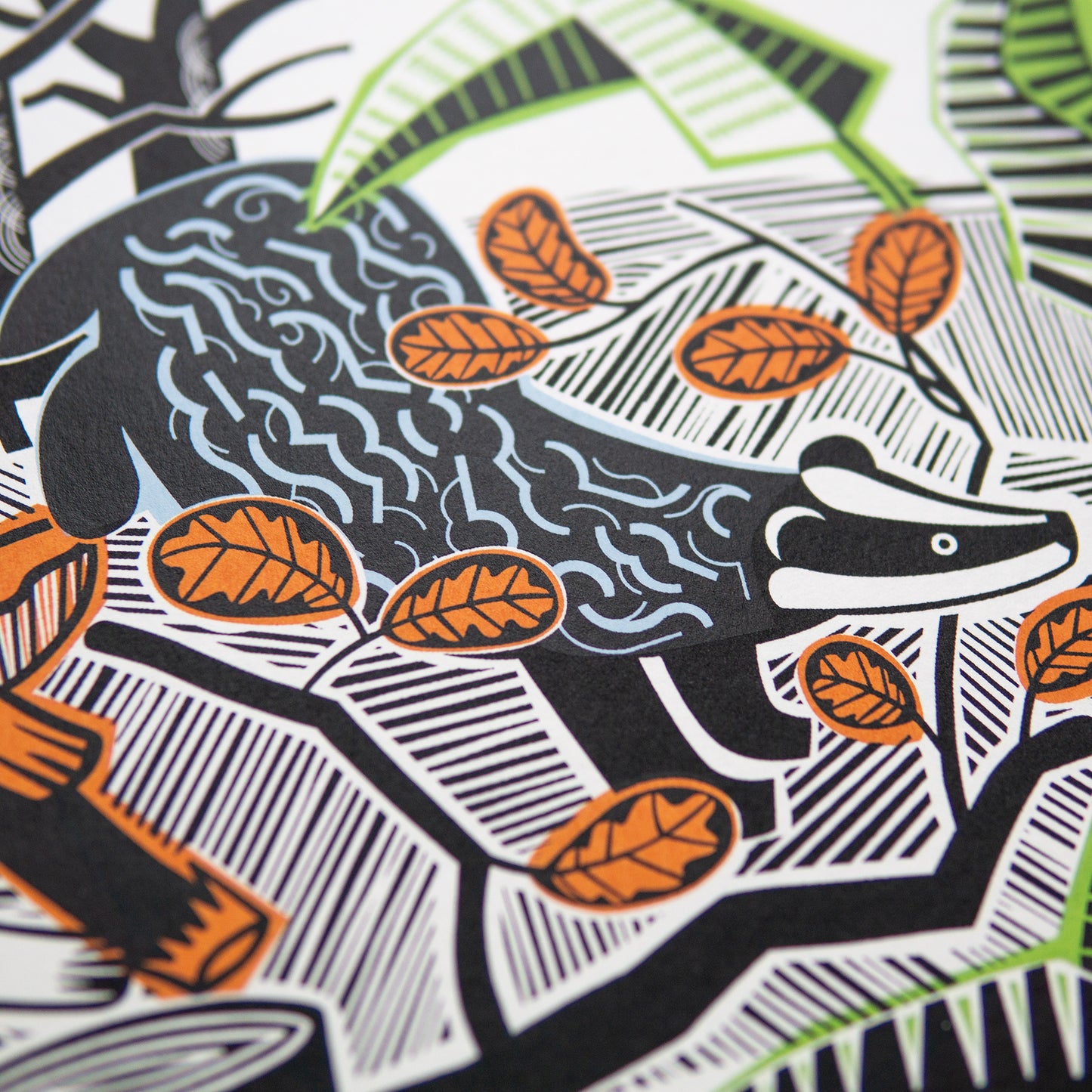 "Woodland Badger" hand pulled unframed screenprint